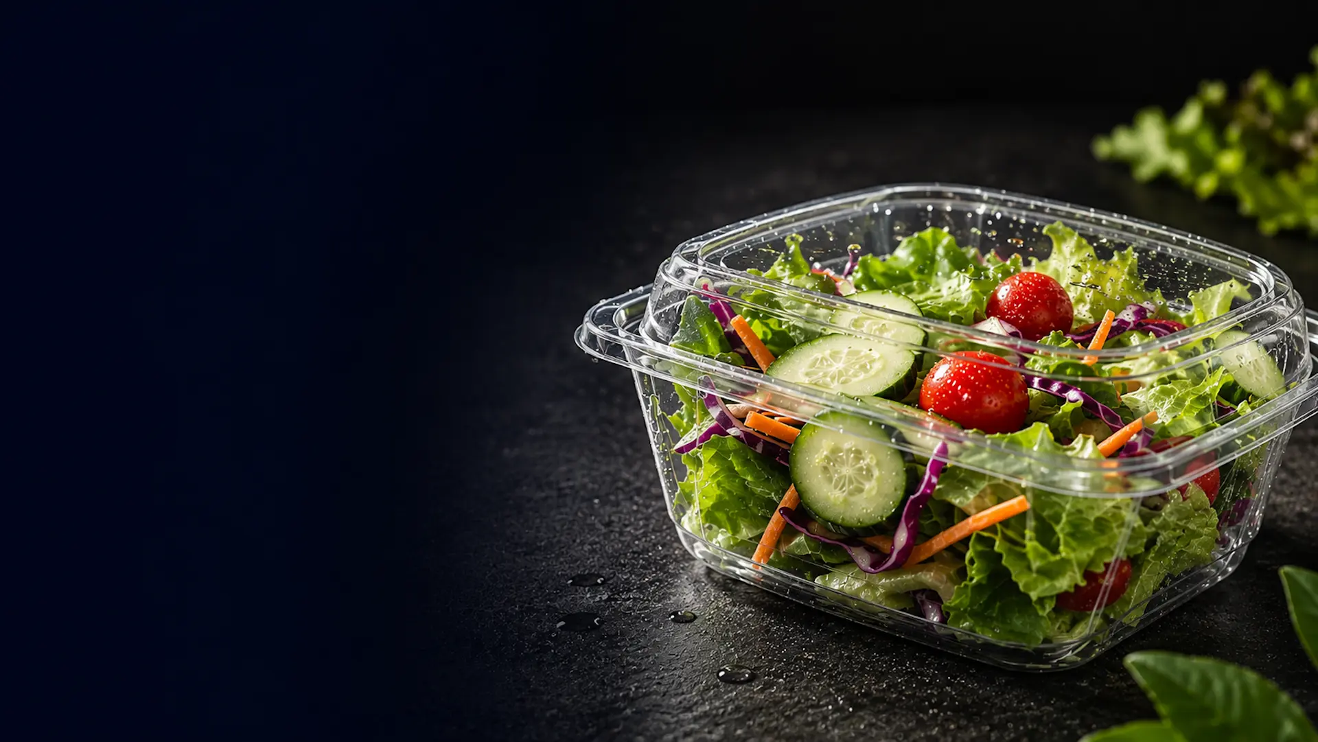 Blueberries and raspberries protected in clear Raytek produce clamshells